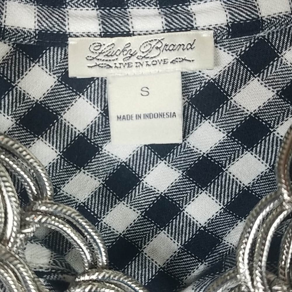 Lucky Brand, 0005, Black/White checkered top, Sz S - Picture 5 of 11